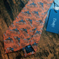 Drake's horse riding orange handmade tipped silk tie detail view 2
