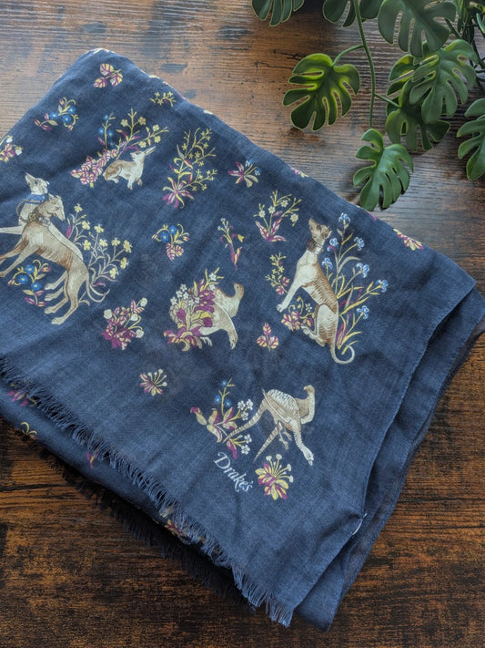 Drake's Hound Animals Print Wool Silk Scarf - Luxury Mens Accessory Curated By The Perenn