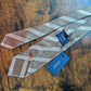 Drake's light brown handmade striped silk tie detail view 2