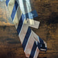 Drake's light brown navy white multicoloured striped handmade silk tie product image