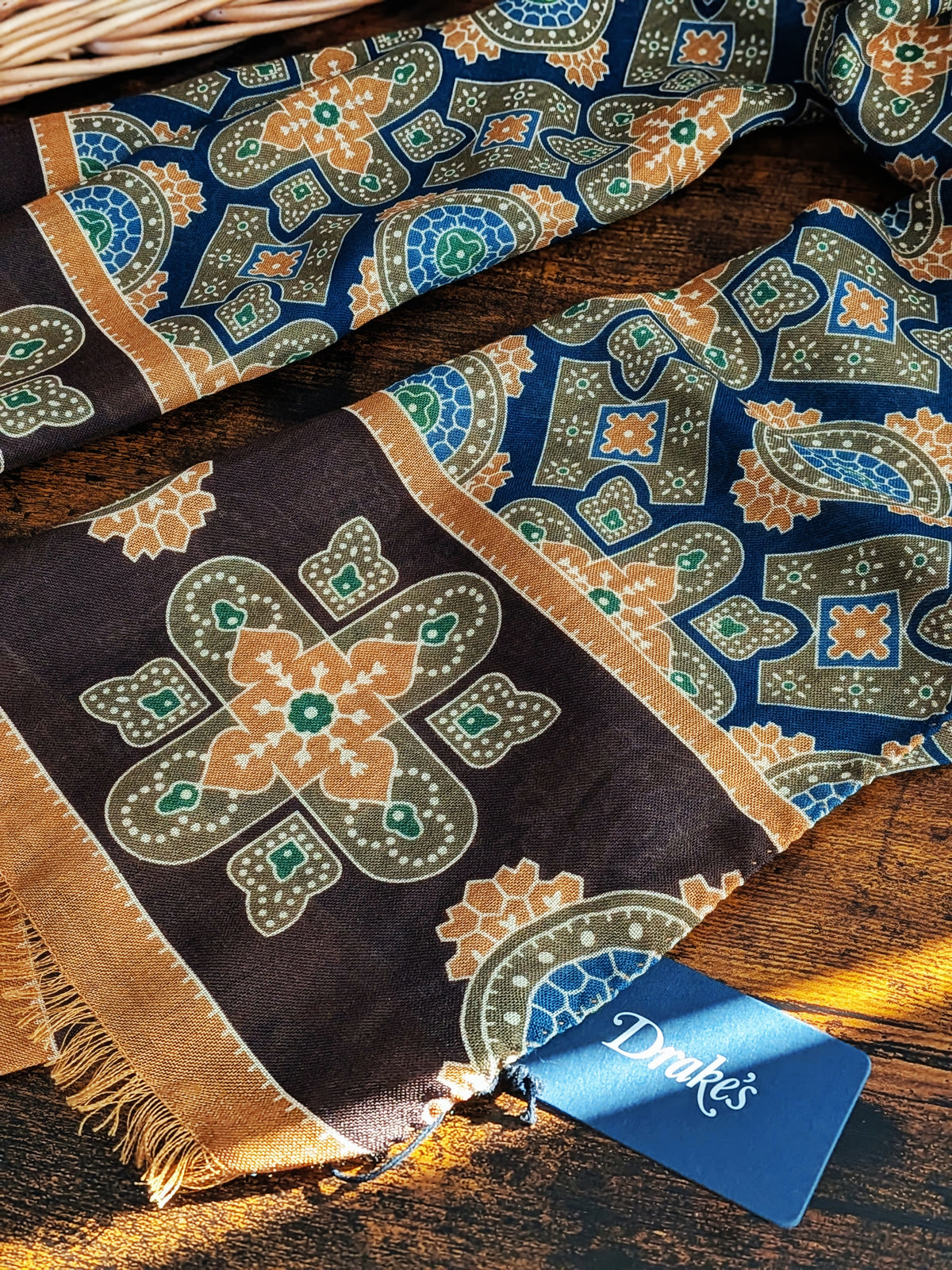 Drake's Medallion Print Wool-Silk Scarf - image 2