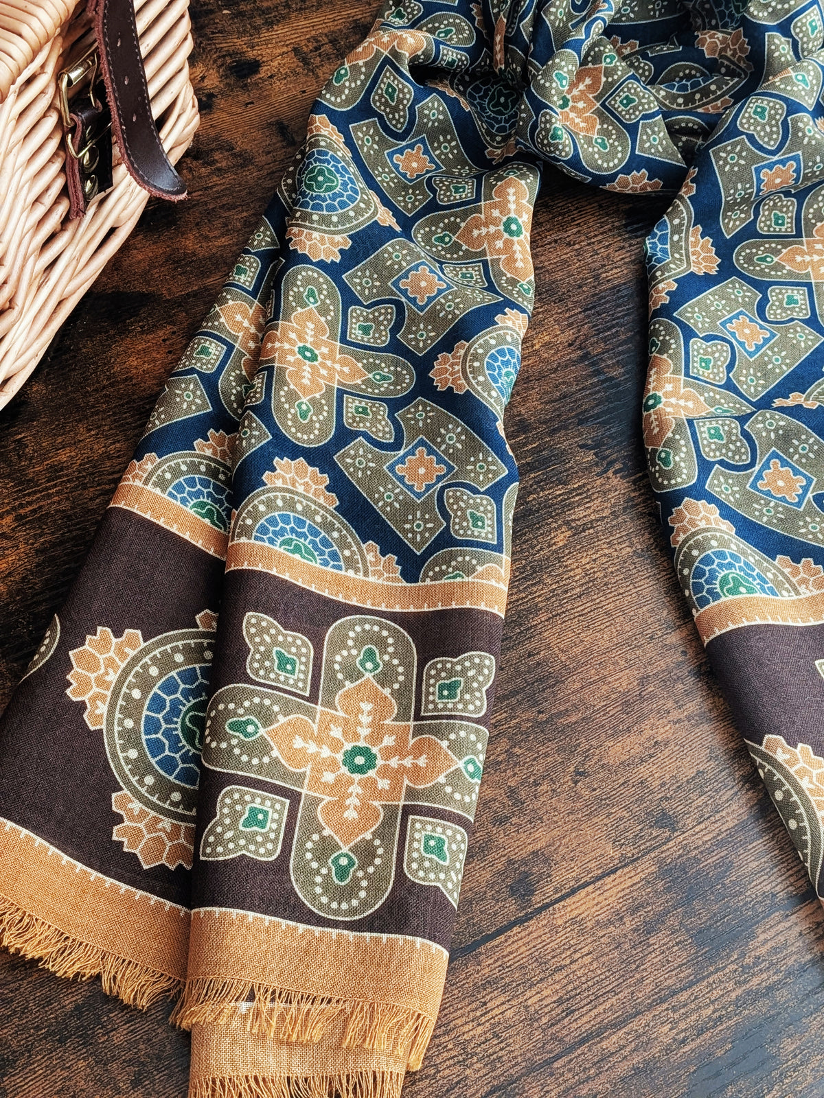 Drake's Medallion Print Wool-Silk Scarf - image 3