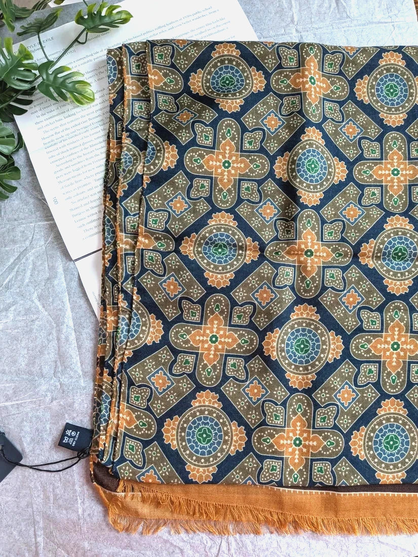 Drake's Medallion Print Wool-Silk Scarf - image 7
