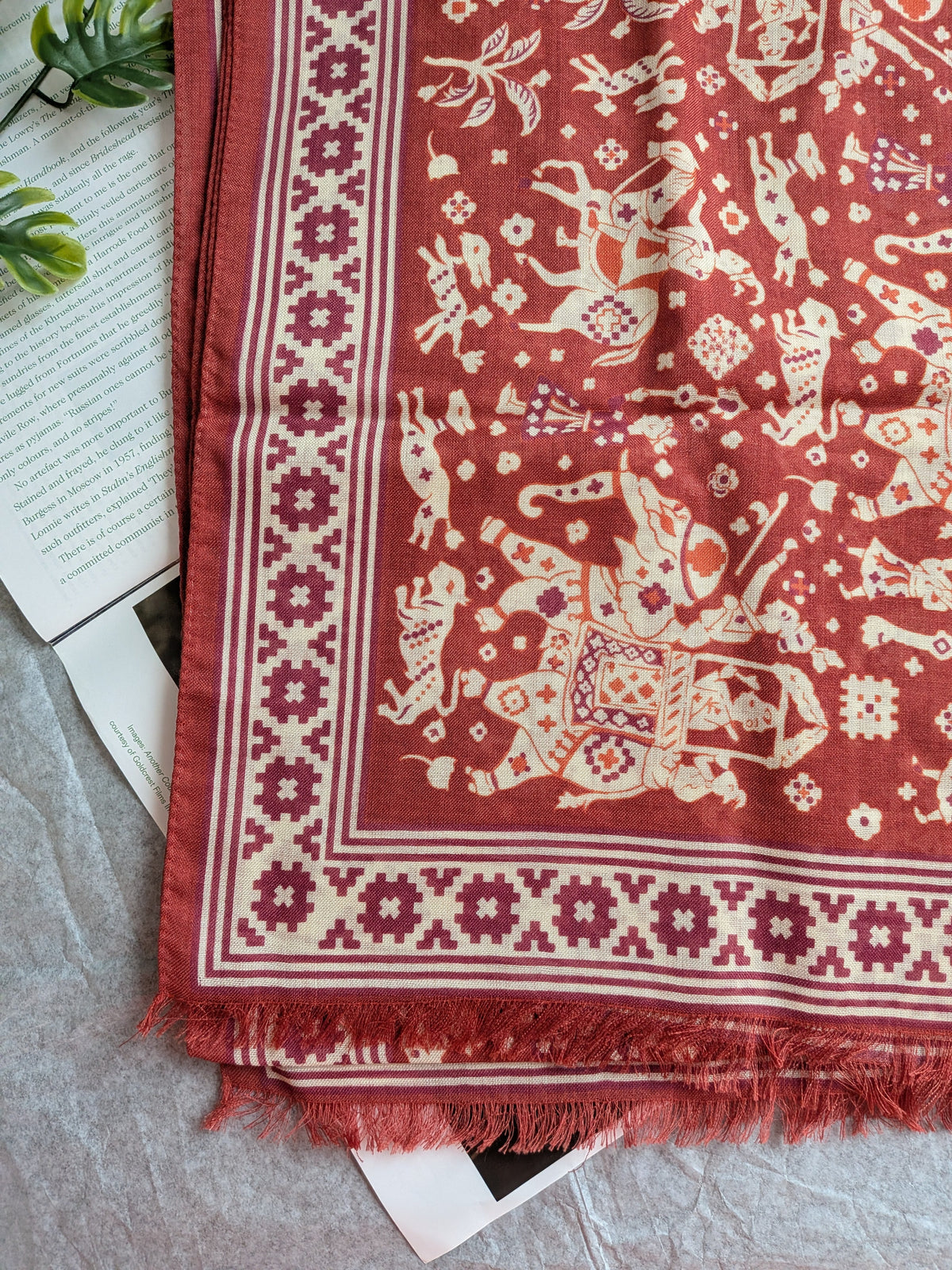 Drake's mughal elephant print wool silk detail view 3