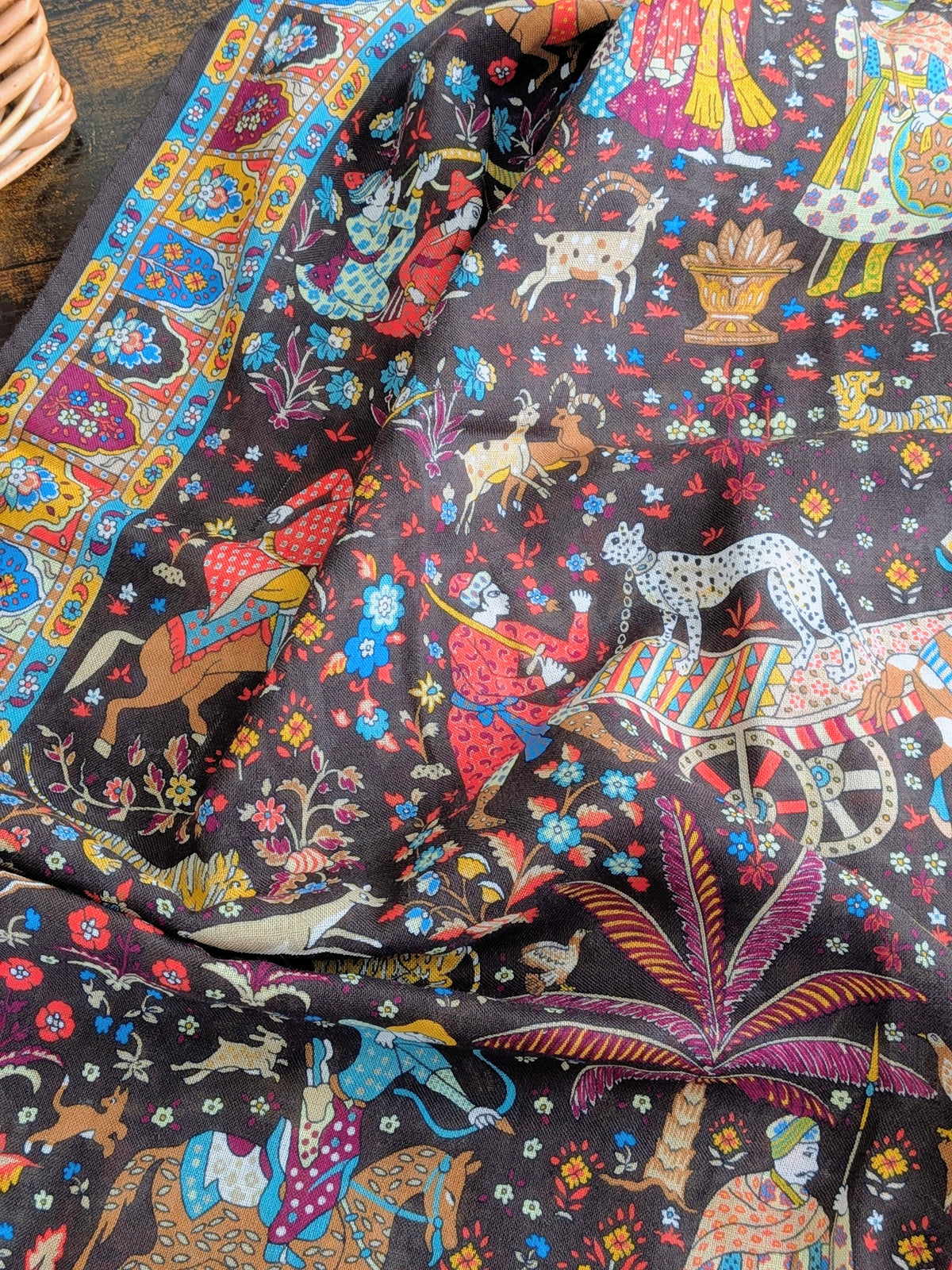 Drake's Mughal Garden Print Wool-Silk Scarf Brown - image 4