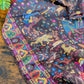 Drake's Mughal Garden Print Wool-Silk Scarf Brown Purple - image 4