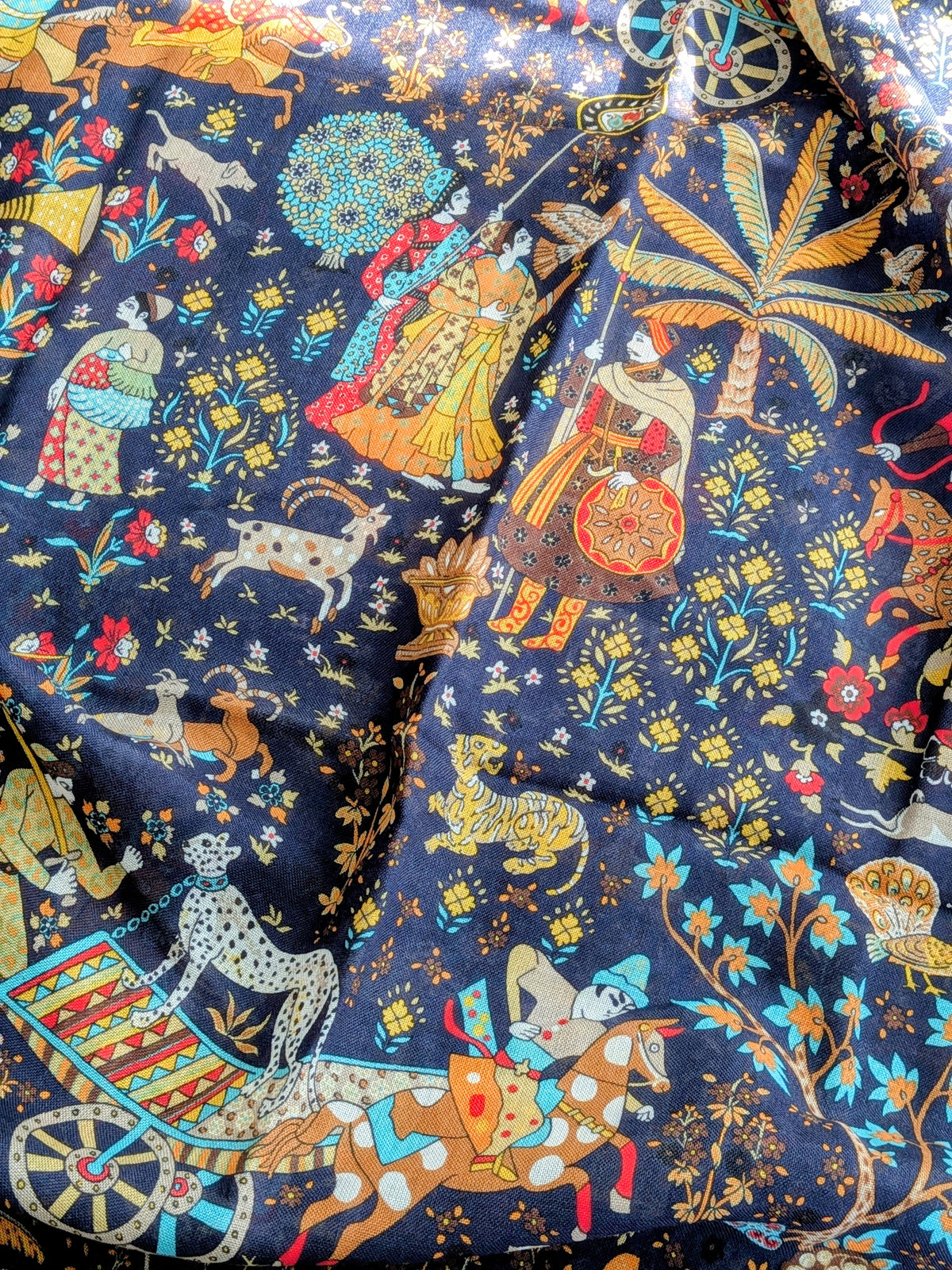 Drake's Mughal Garden Print Wool-Silk Scarf Navy - image 3