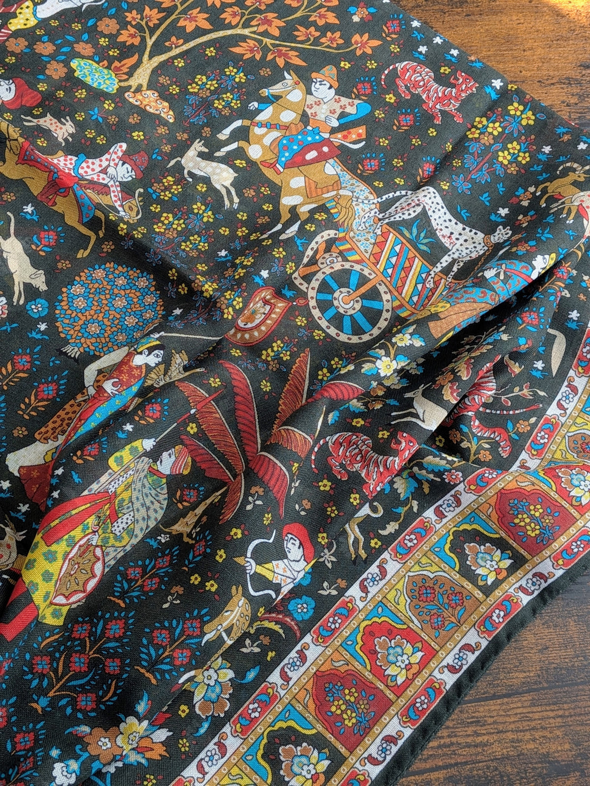 Drake's Mughal Garden Print Wool-Silk Scarf Olive - image 3