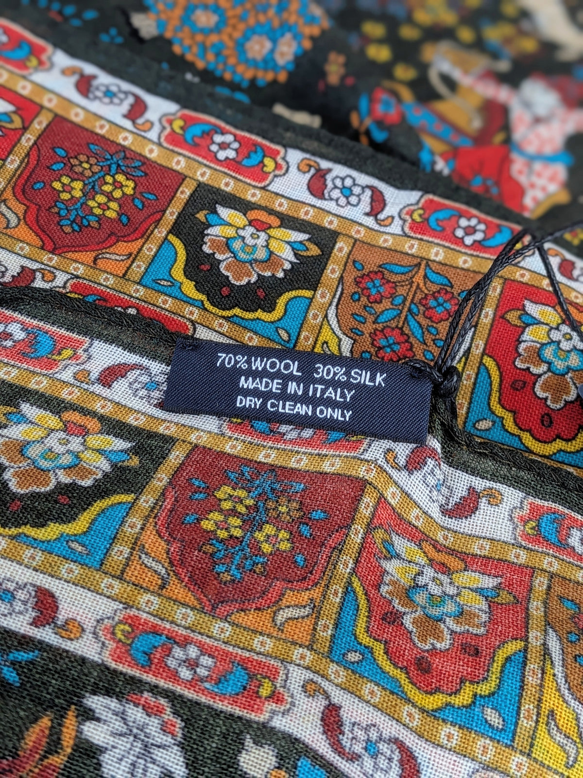 Drake's Mughal Garden Print Wool-Silk Scarf Olive - image 4