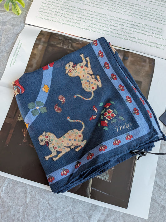 Drake's mughal leopards graphic pattern wool silk blend bandana product image