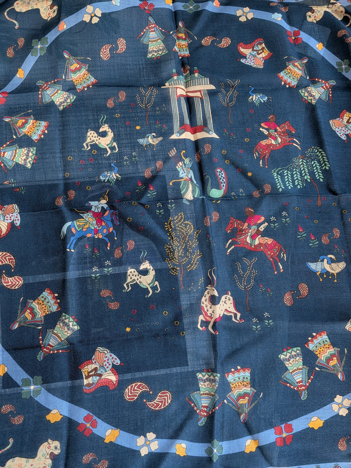 Drake's mughal leopards graphic pattern wool silk blend bandana detail view 2