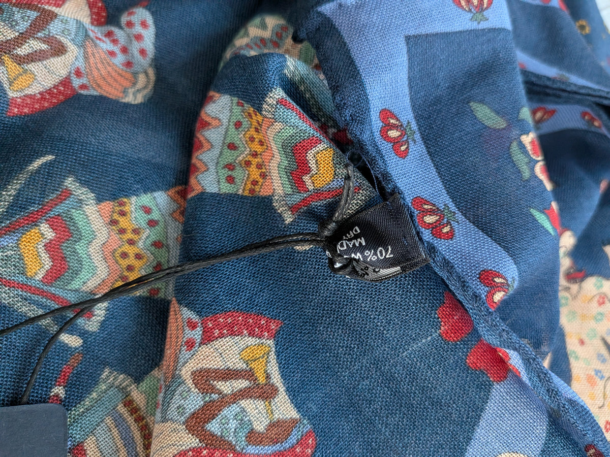 Drake's mughal leopards graphic pattern wool silk blend bandana detail view 3