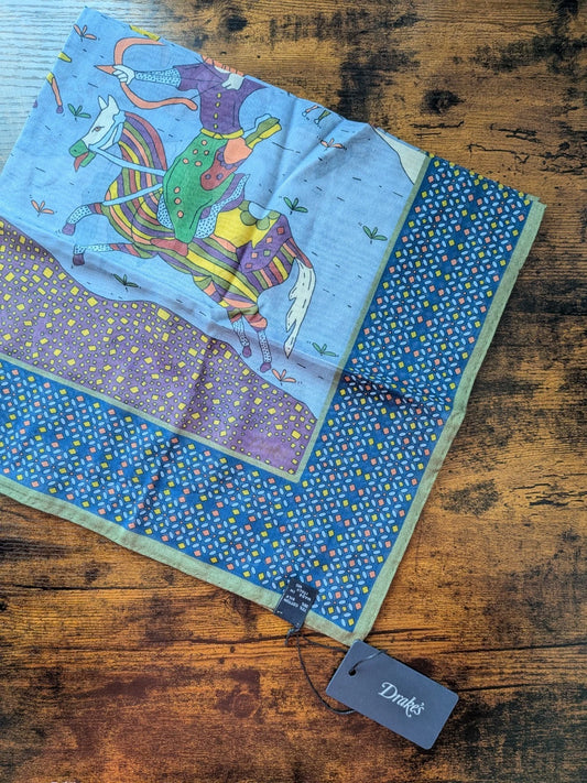 Drake's mughal tribe graphic pattern wool silk blend bandana product image