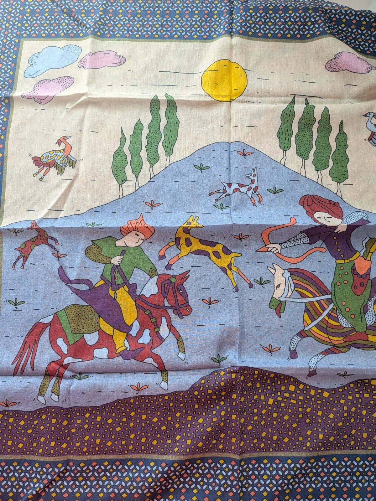 Drake's mughal tribe graphic pattern wool silk blend bandana detail view 2