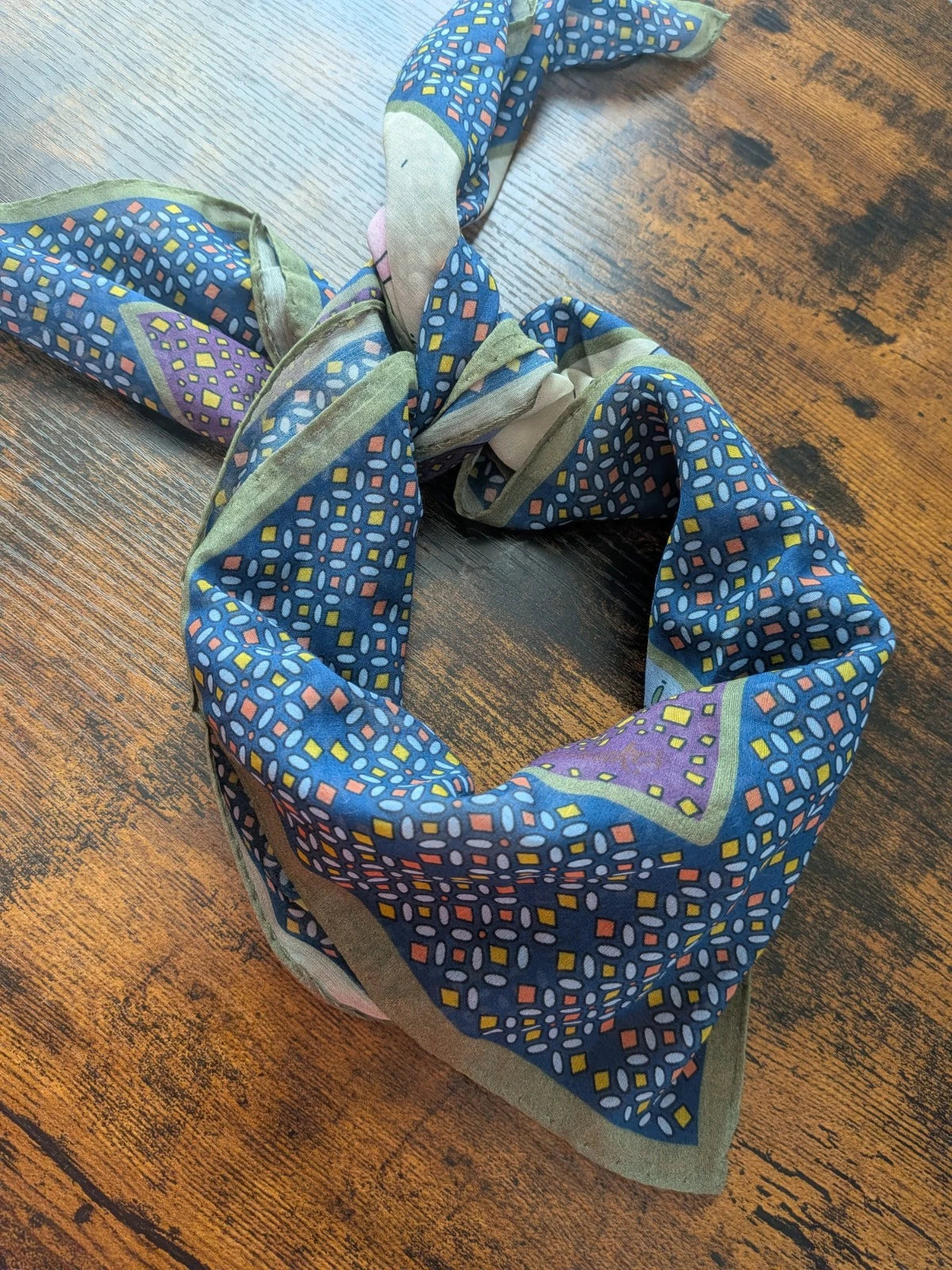 Drake's mughal tribe graphic pattern wool silk blend bandana detail view 3