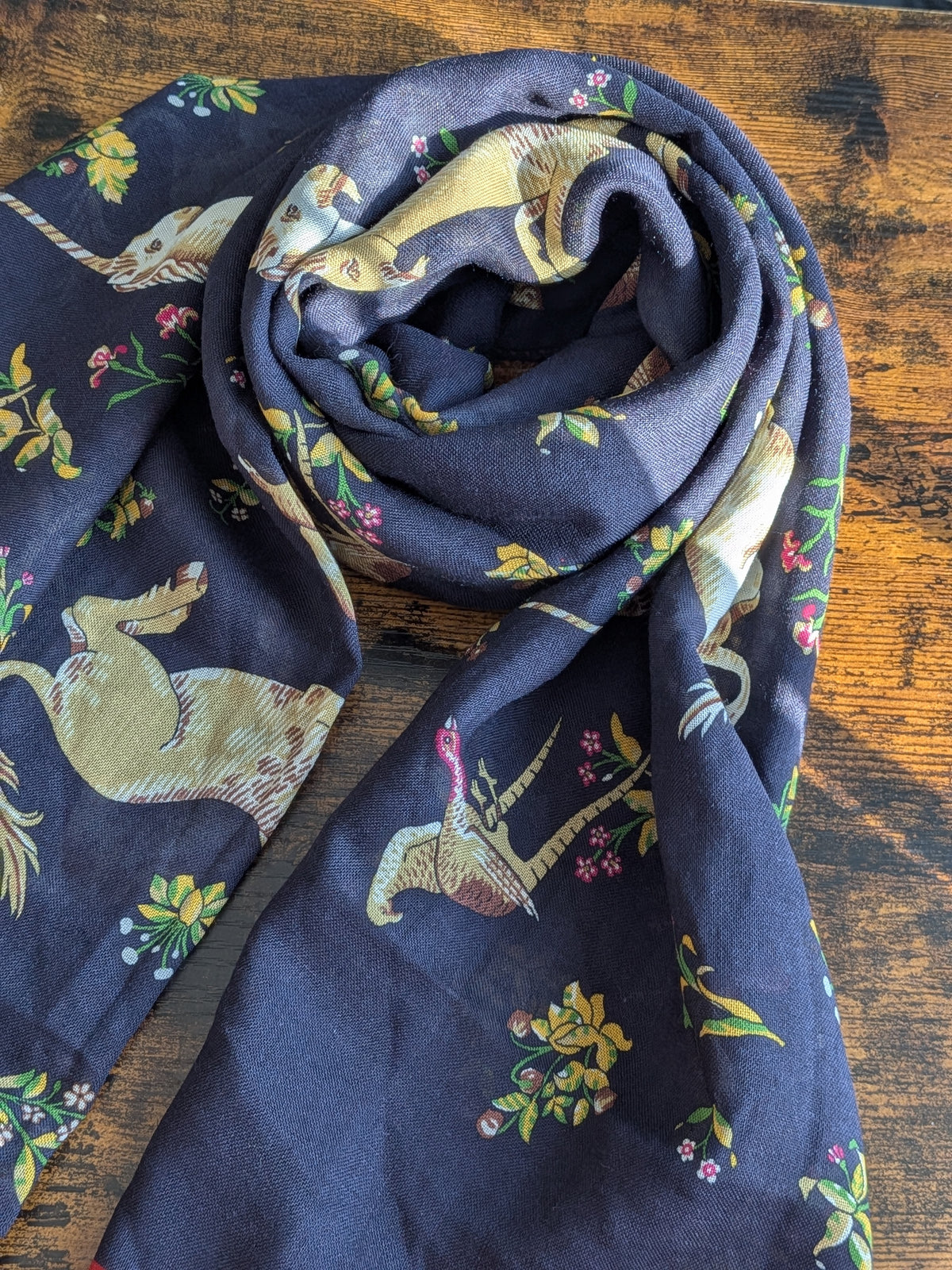 Drake's Navy and Red Unicorn Print Tubular Wool Silk Scarf - image 5