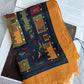 Drake's navy and yellow navajo print wool silk scarf product image