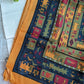 Drake's navy and yellow navajo print wool silk scarf detail view 3