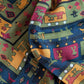 Drake's navy and yellow navajo print wool silk scarf detail view 5