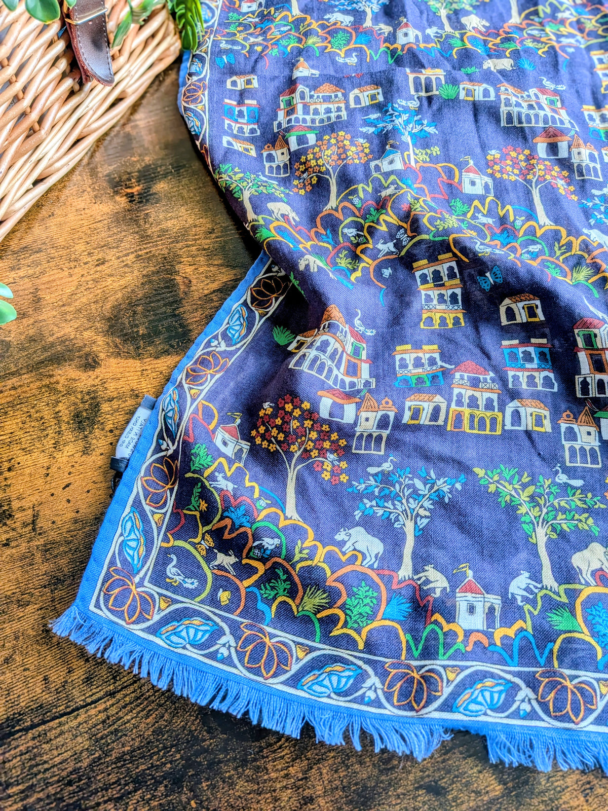 Drake's Navy Antique Village Printed Scarf - image 2