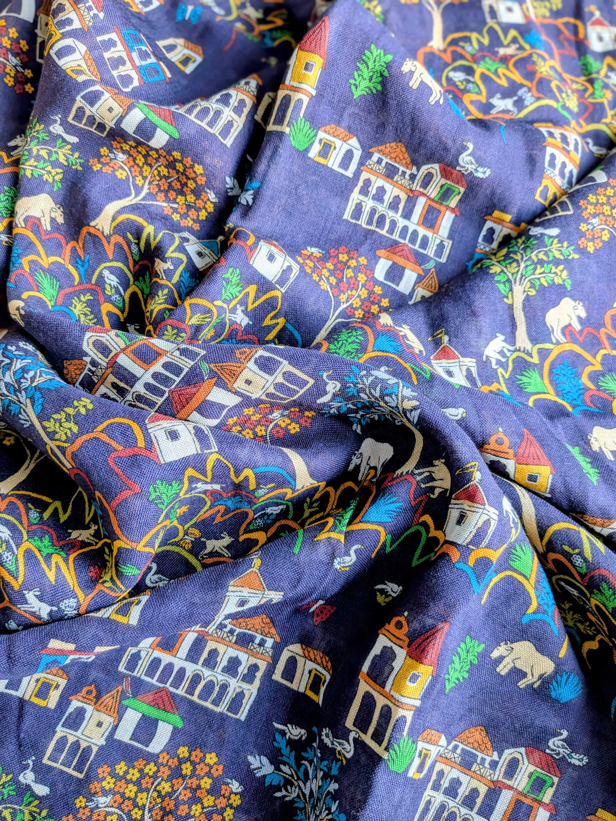Drake's Navy Antique Village Printed Scarf - image 3