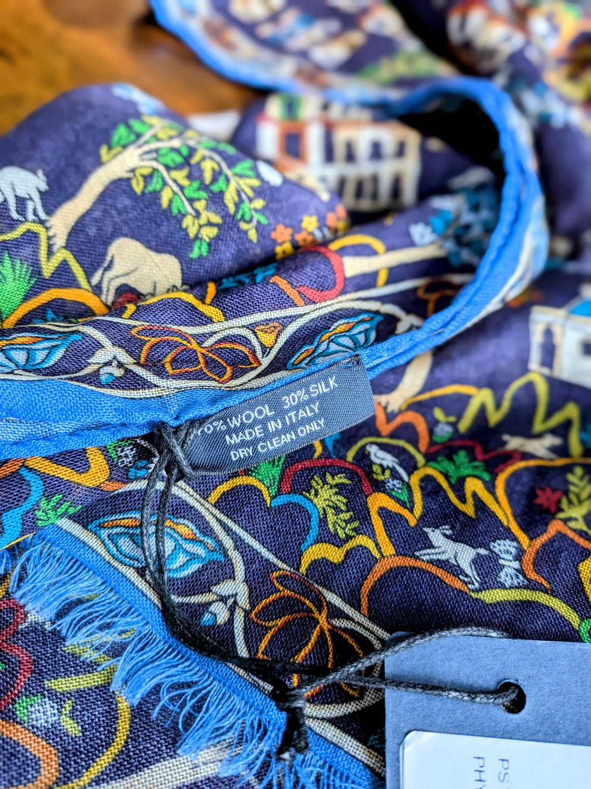 Drake's Navy Antique Village Printed Scarf - image 4