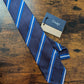 Drake's navy blue white striped handmade silk tie product image