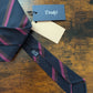 Drake's navy brown pink striped handmade silk tie detail view 2