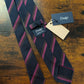 Drake's navy brown pink striped handmade silk tie detail view 3