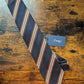 Drake's navy brown white handmade striped silk tie product image