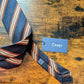 Drake's navy brown white handmade striped silk tie detail view 2