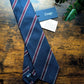 Drake's Navy, Burgundy and White Striped Handmade Silk Tie - image 1