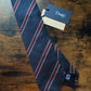Drake's navy burgundy white handmade striped silk tie product image