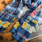 Drake's Navy Elephants and Flowers Print Wool-Silk Scarf - image 1