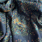 Drake's navy floral birds of paradise print wool-silk scarf detail view 2