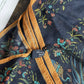 Drake's navy floral birds of paradise print wool-silk scarf detail view 4