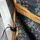 Drake's navy floral birds of paradise print wool-silk scarf detail view 5