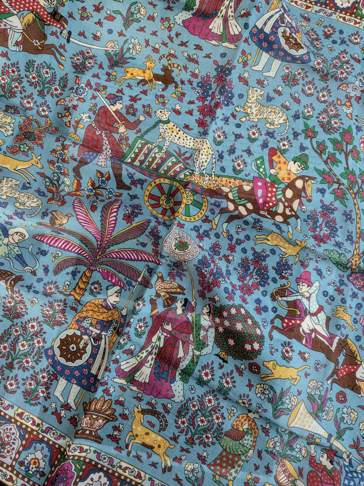 Drake's navy floral mughal print wool silk bandana detail view 4
