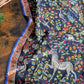 Drake's Navy Forest Animals Flower Border Wool-Silk Scarf - image 1