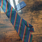 Drake's navy green multicoloured striped handmade silk tie product image