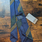 Drake's navy green yellow handmade striped silk tie product image