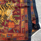 Drake's navy jumbo tiger print wool silk scarf detail view 2
