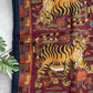 Drake's navy jumbo tiger print wool silk scarf detail view 3