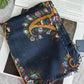 Drake's navy large paisley wool silk print scarf product image