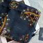 Drake's navy large paisley wool silk print scarf detail view 2