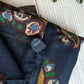 Drake's navy large paisley wool silk print scarf detail view 4