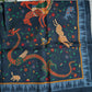 Drake's navy mythical animals print wool silk bandana detail view 5