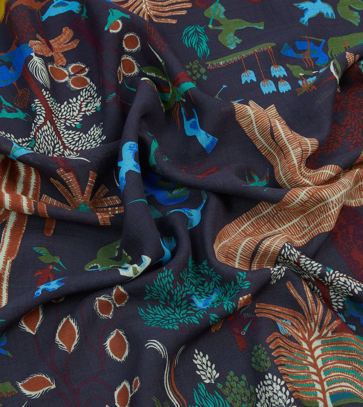 Drake's Navy Palm Print Wool-Silk Bandana - image 8