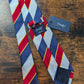 Drake's navy red multicoloured striped handmade silk tie detail view 2