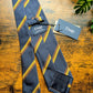 Drake's Navy, Yellow and Brown Striped Handmade Silk Tie - image 3